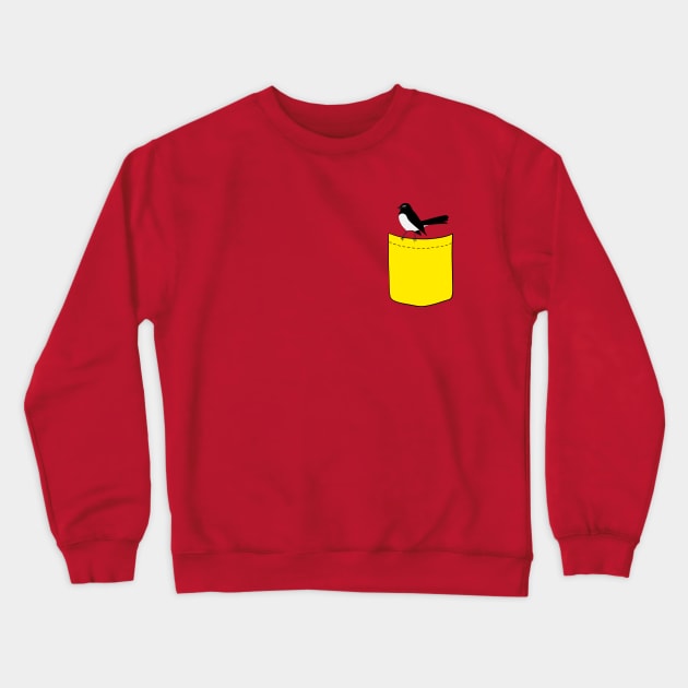 Pocket Willie Wagtail Crewneck Sweatshirt by BinChickenBaby